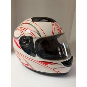 PGR Full Face Motorcycle Helmet White Red Pink Graphic Visor DOT Certified